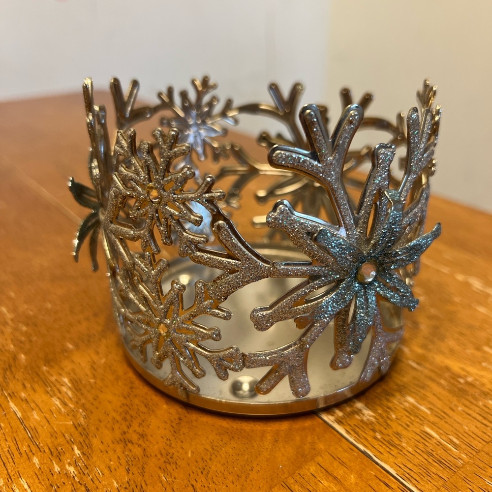 Silver Snowflake Candle Holder
